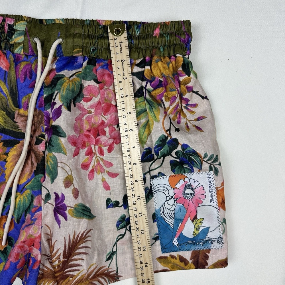 Zimmermann Tropicana Spliced Linen Shorts Size 3 US 8-10 Patchwork Floral Summer - Picture 8 of 12